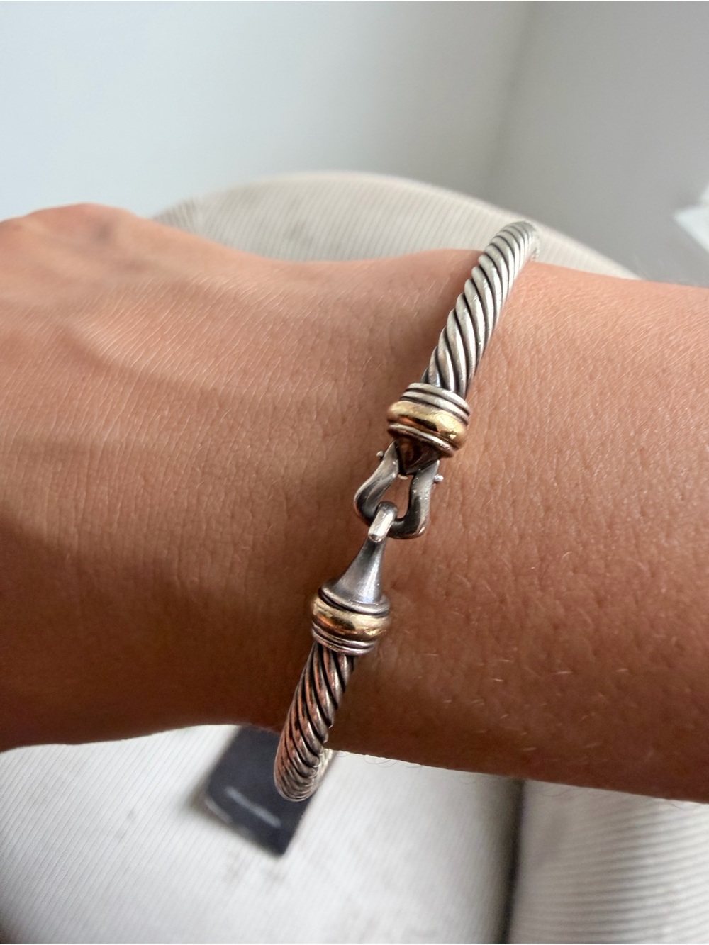 David Yurman Two-Tone Cable Bracelet in Silver and Gold